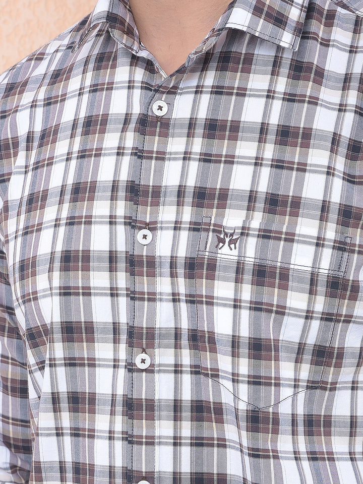 Wine Checked 100% Cotton Shirt
