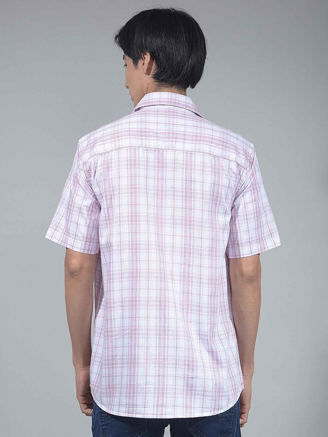 Purple Checked 100% Cotton Shirt