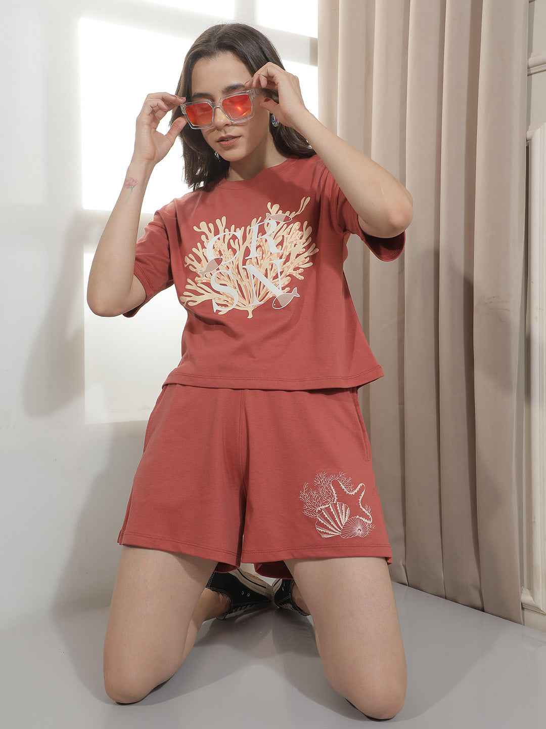Red Graphic Printed Oversize T-Shirt