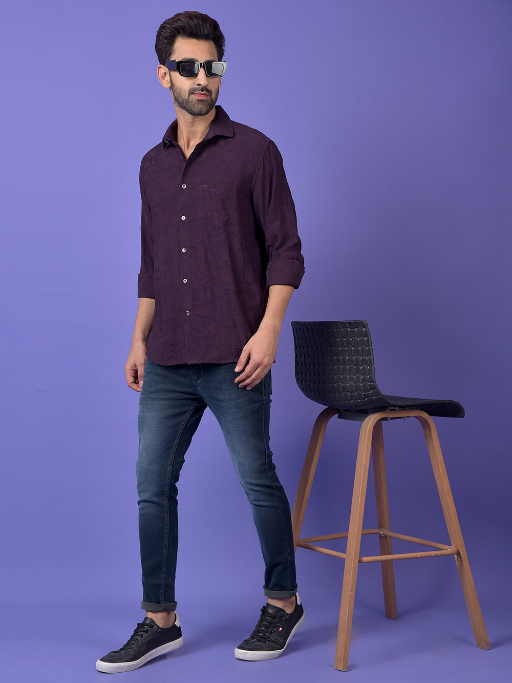 Wine Jacquard Shirt