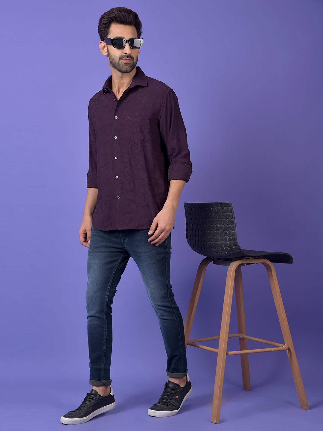 Wine Jacquard Shirt
