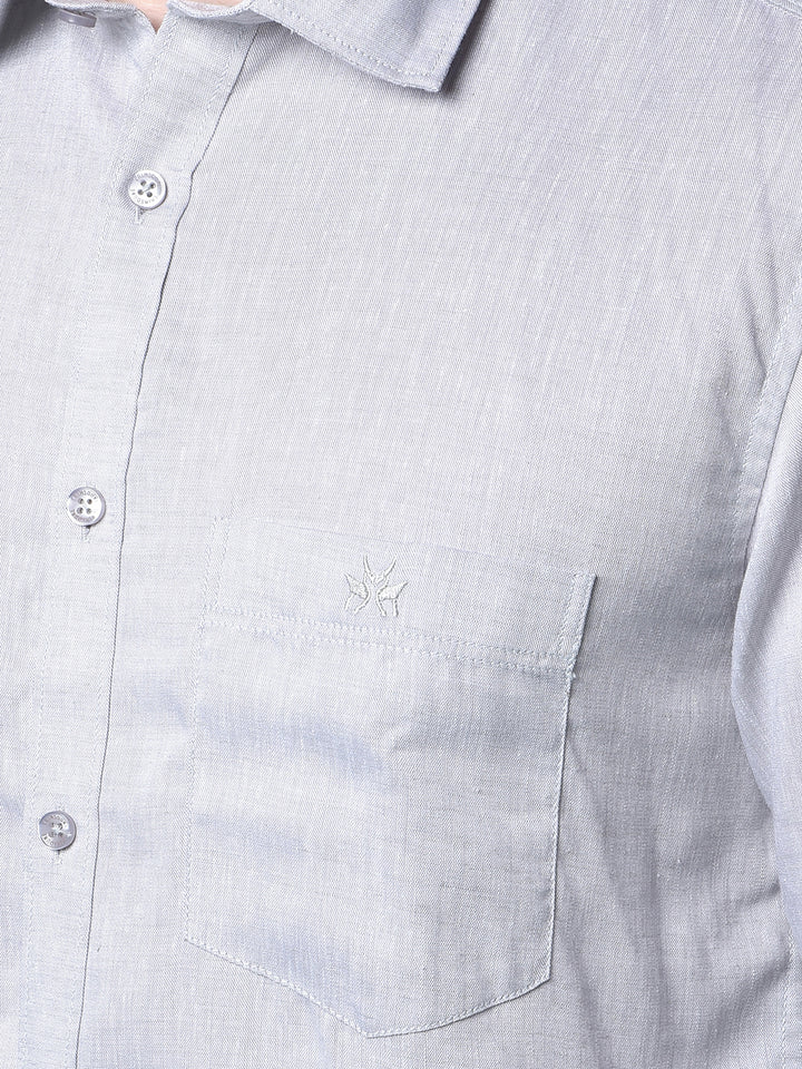 Grey Linen Shirt-Men Shirts-Crimsoune Club
