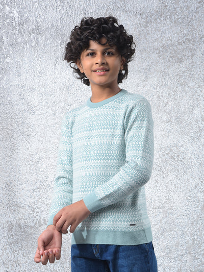 Modern Mist Blue Printed Sweater