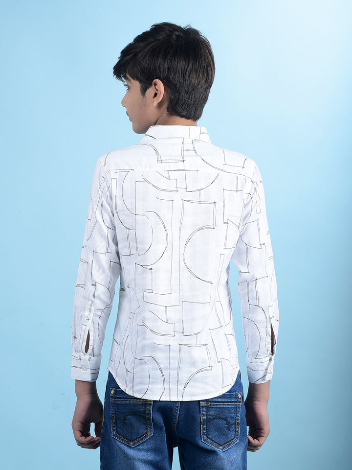 White Printed 100% Cotton Shirt