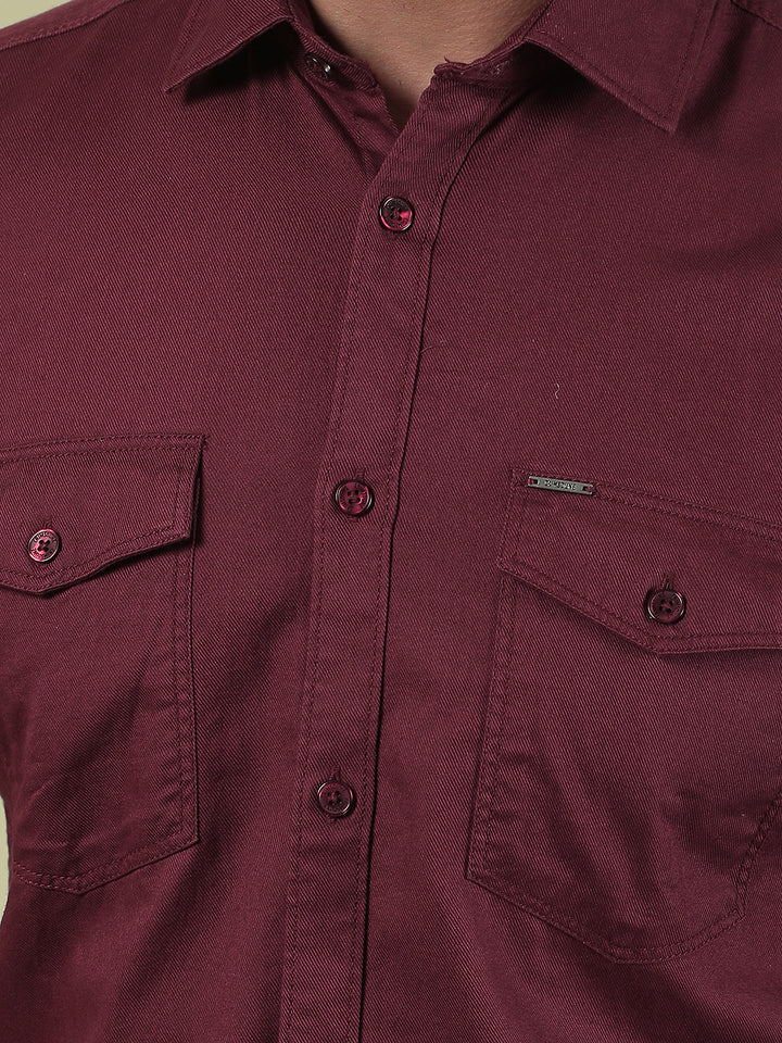 Maroon 100% Cotton Shirt