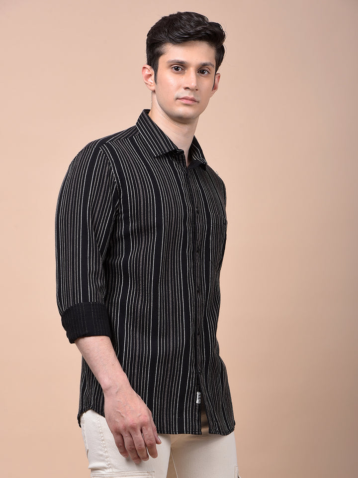 Black Vertical Stripes 100% Cotton Shirt