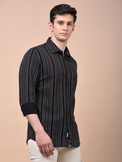Black Vertical Stripes 100% Cotton Shirt