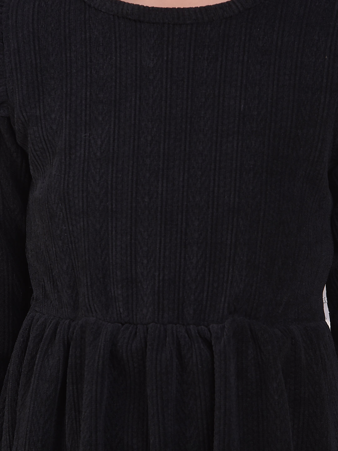 Black Jacquard A-Line Dress