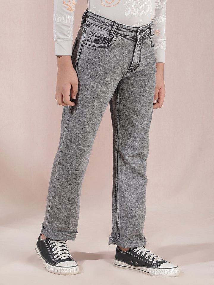 Grey Heavy-Fade Baggy Jeans