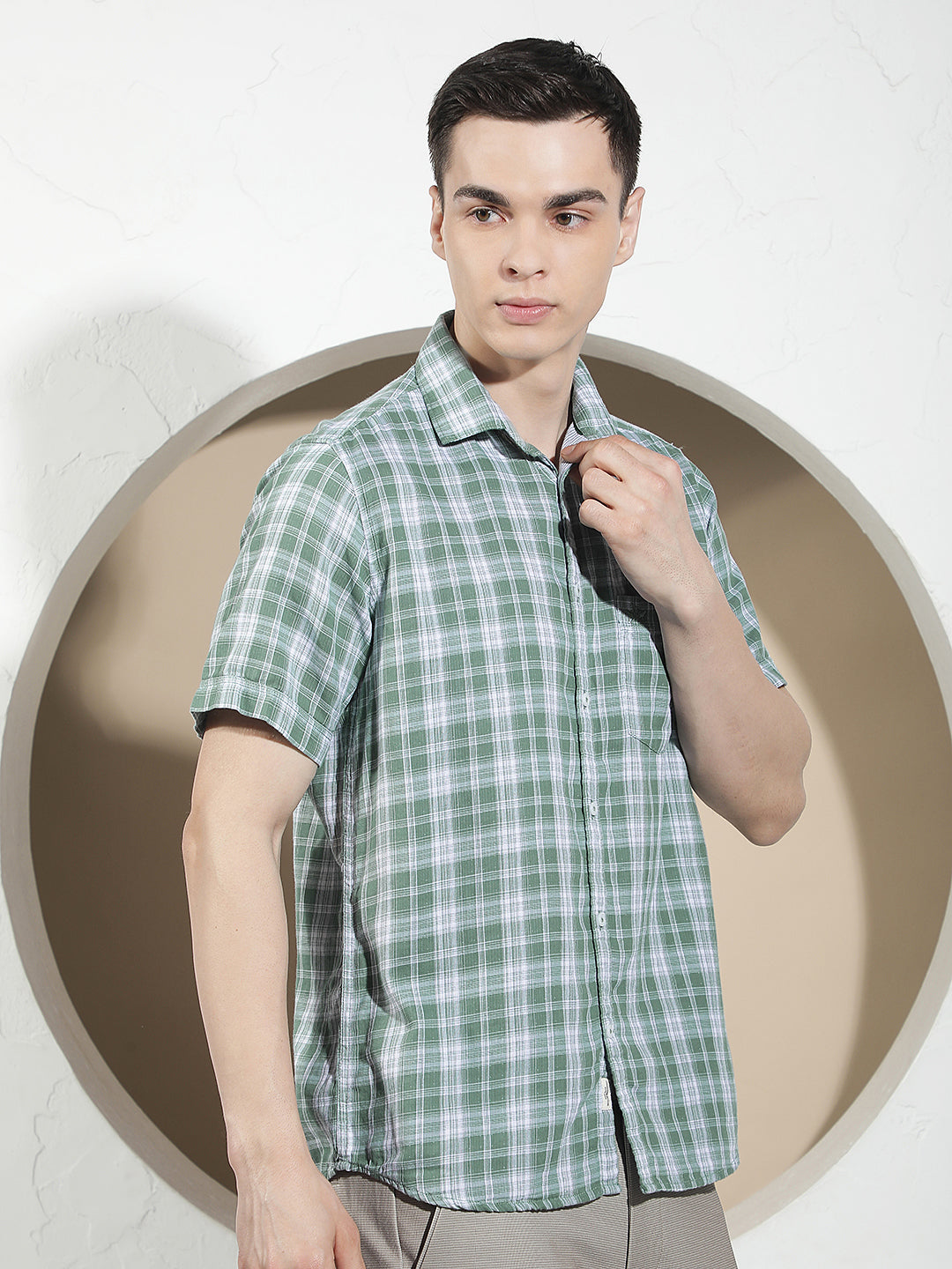 Green Checked 100% Cotton Shirt