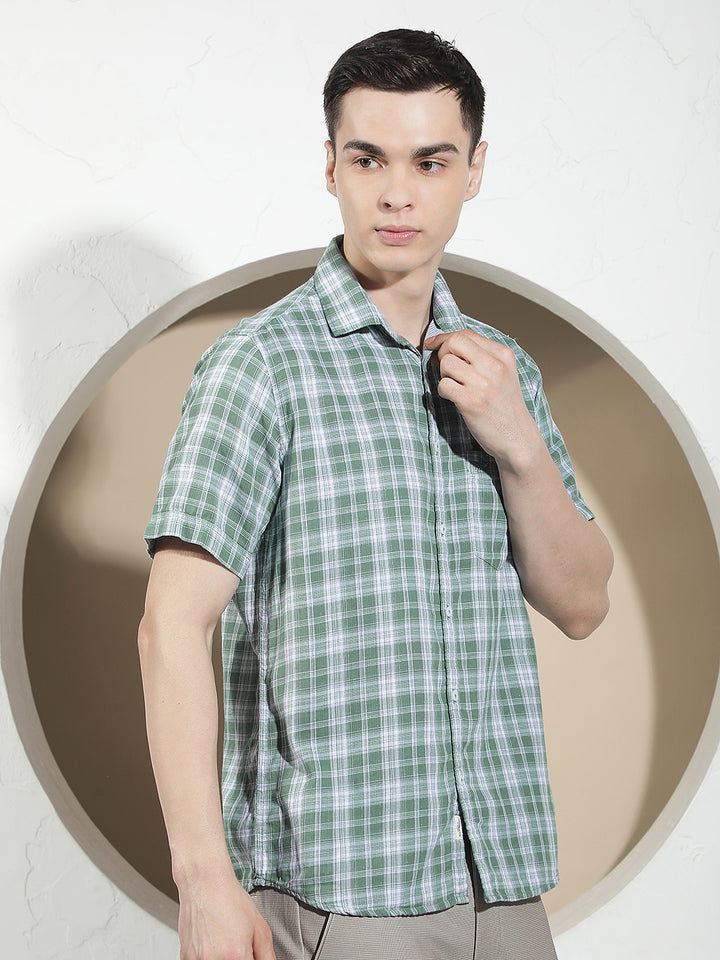 Green Checked 100% Cotton Shirt