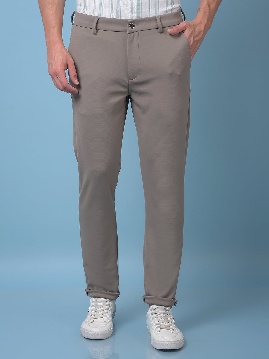 Lush Brown Textured Trousers