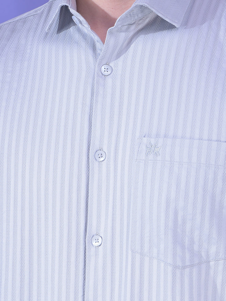 Grey Vertical Stripes 100% Cotton Shirt