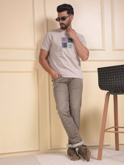 Beige Graphic Print T-Shirt
