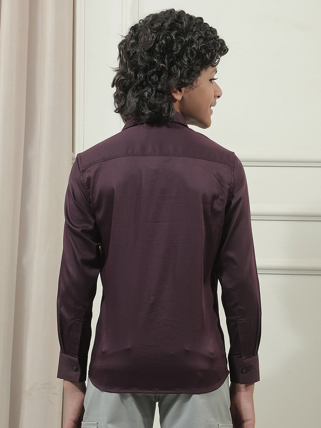 Wine Embroidered Shirt
