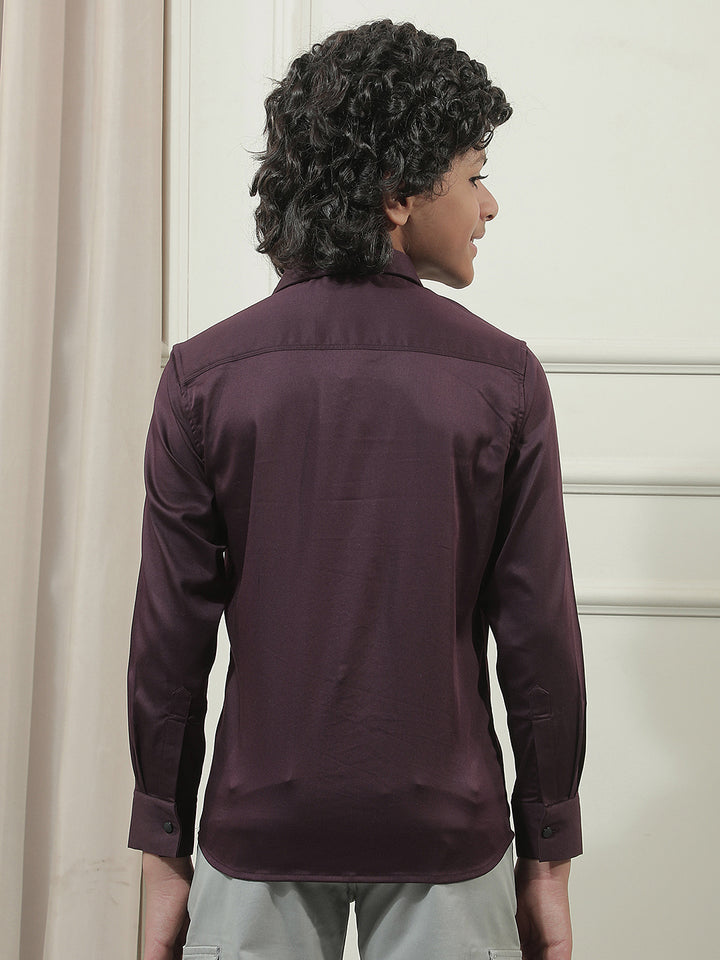 Wine Embroidered Shirt