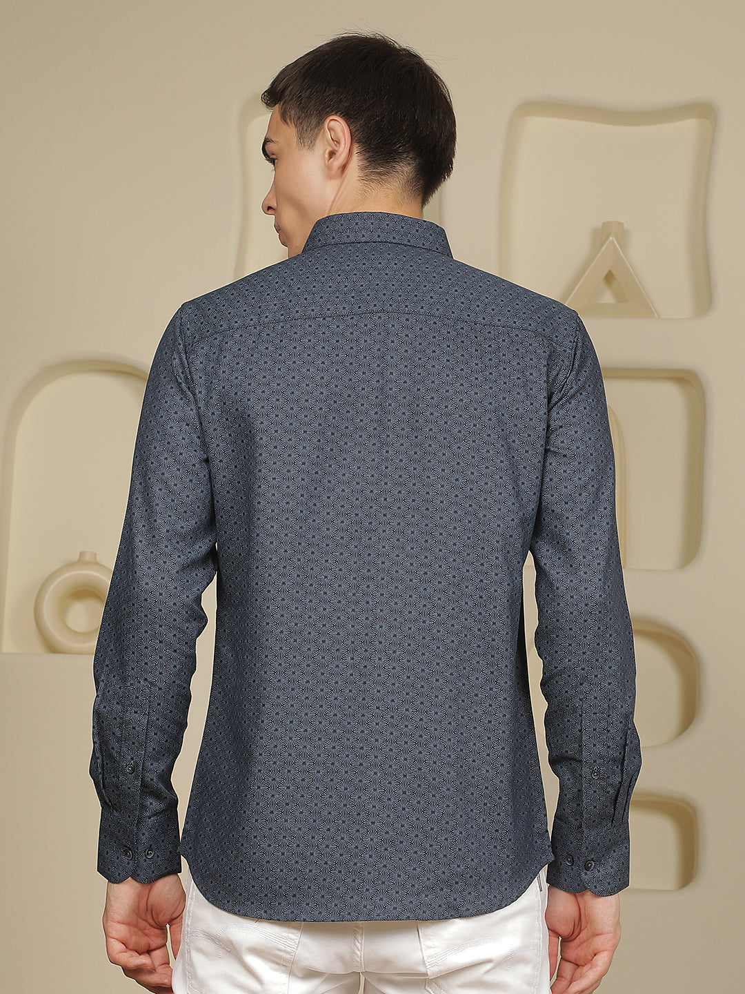 Navy Blue Floral Print Shirt