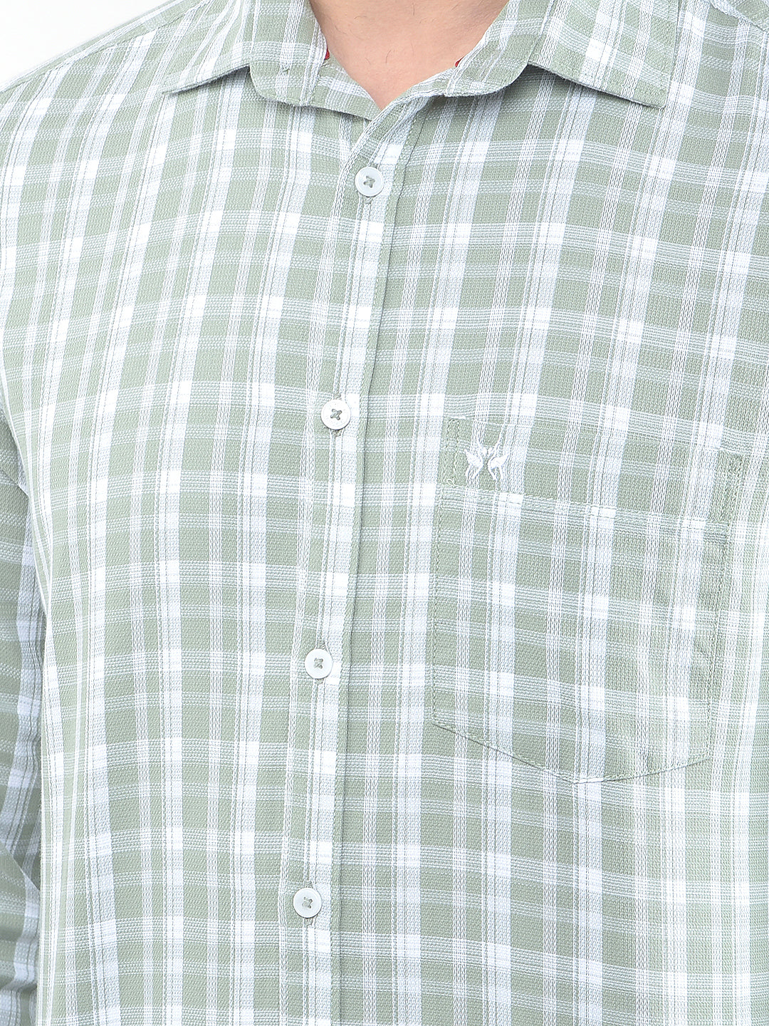 Olive Checked 100% Cotton Shirt