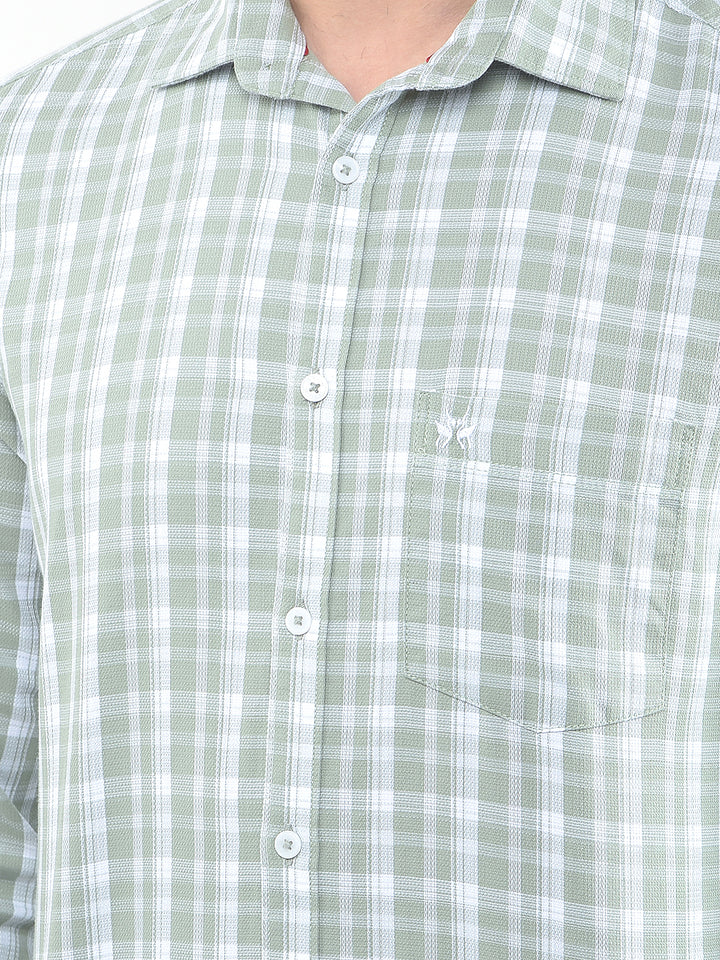 Olive Checked 100% Cotton Shirt