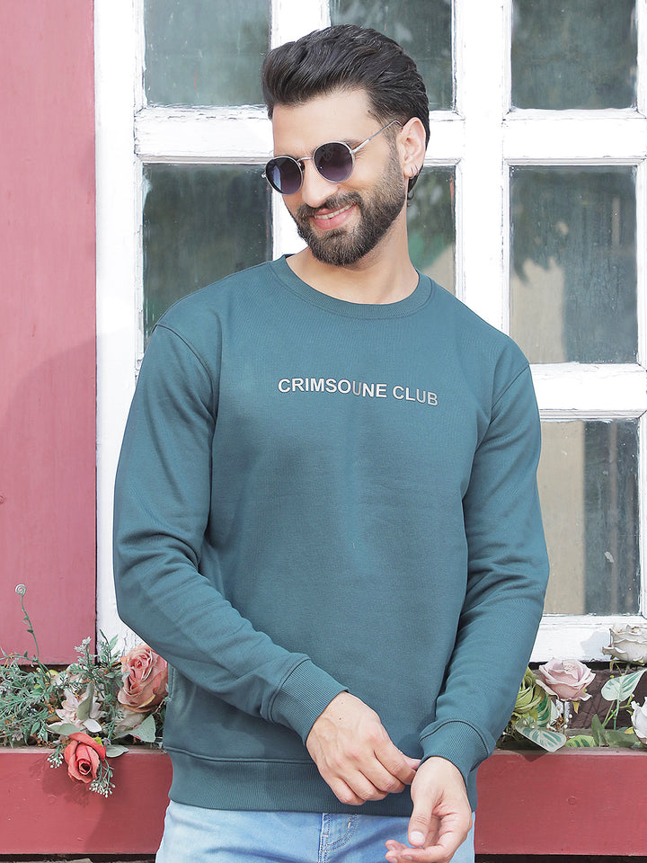 Blue Typographic Print Round Neck Sweatshirt