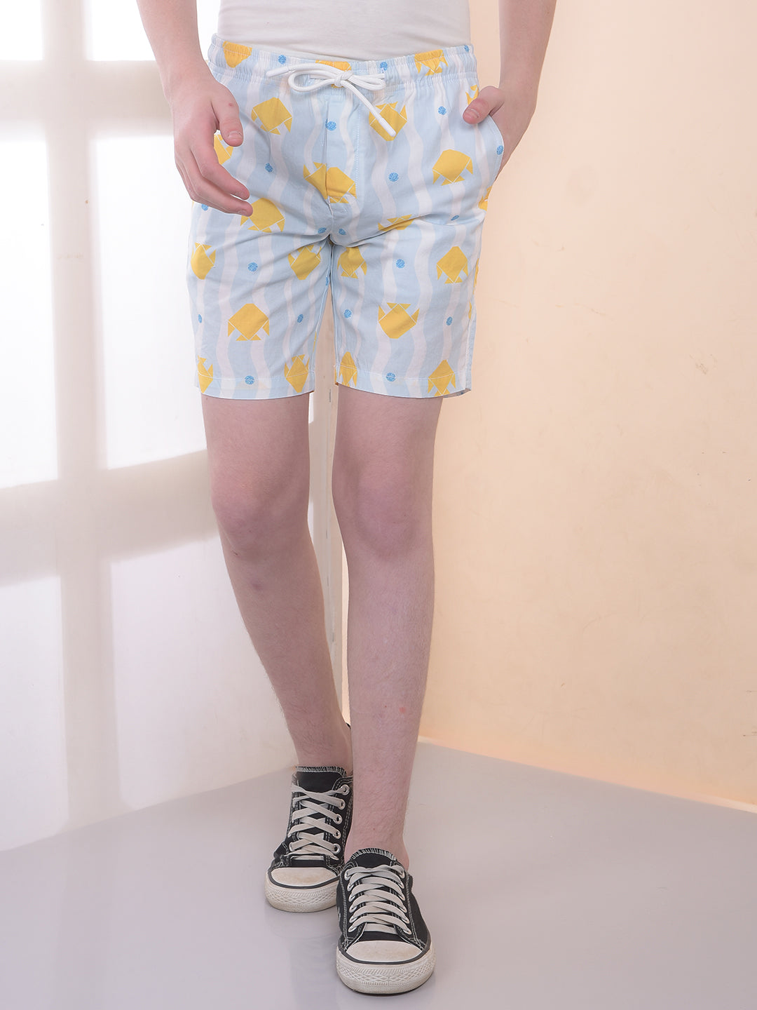 Sky Blue 100% Cotton Graphic Print Boxers
