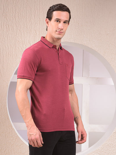 Maroon Polo Neck T-Shirt