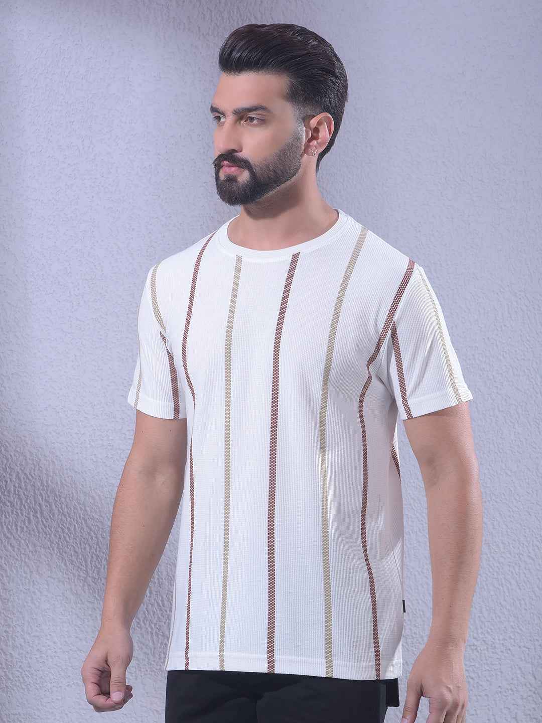 White Vertical Striped T-Shirt