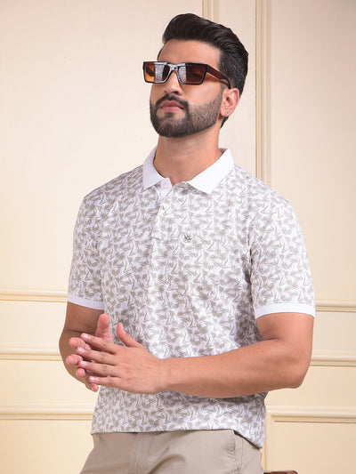 Olive Printed Polo Neck T-Shirt