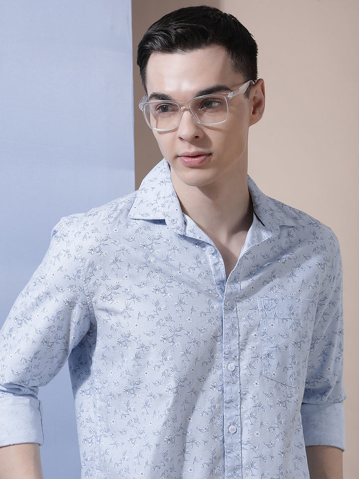Blue Floral Print Shirt