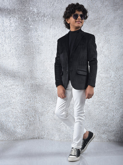 Black Jacquard Single-Breasted Blazer