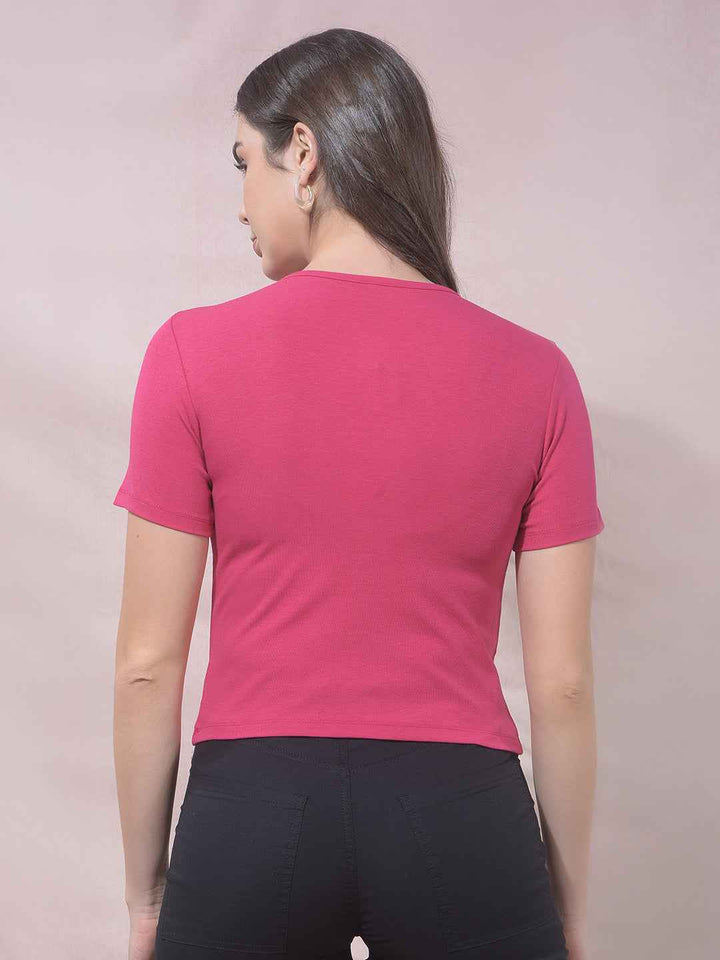 Pink Modal Cropped T-Shirt