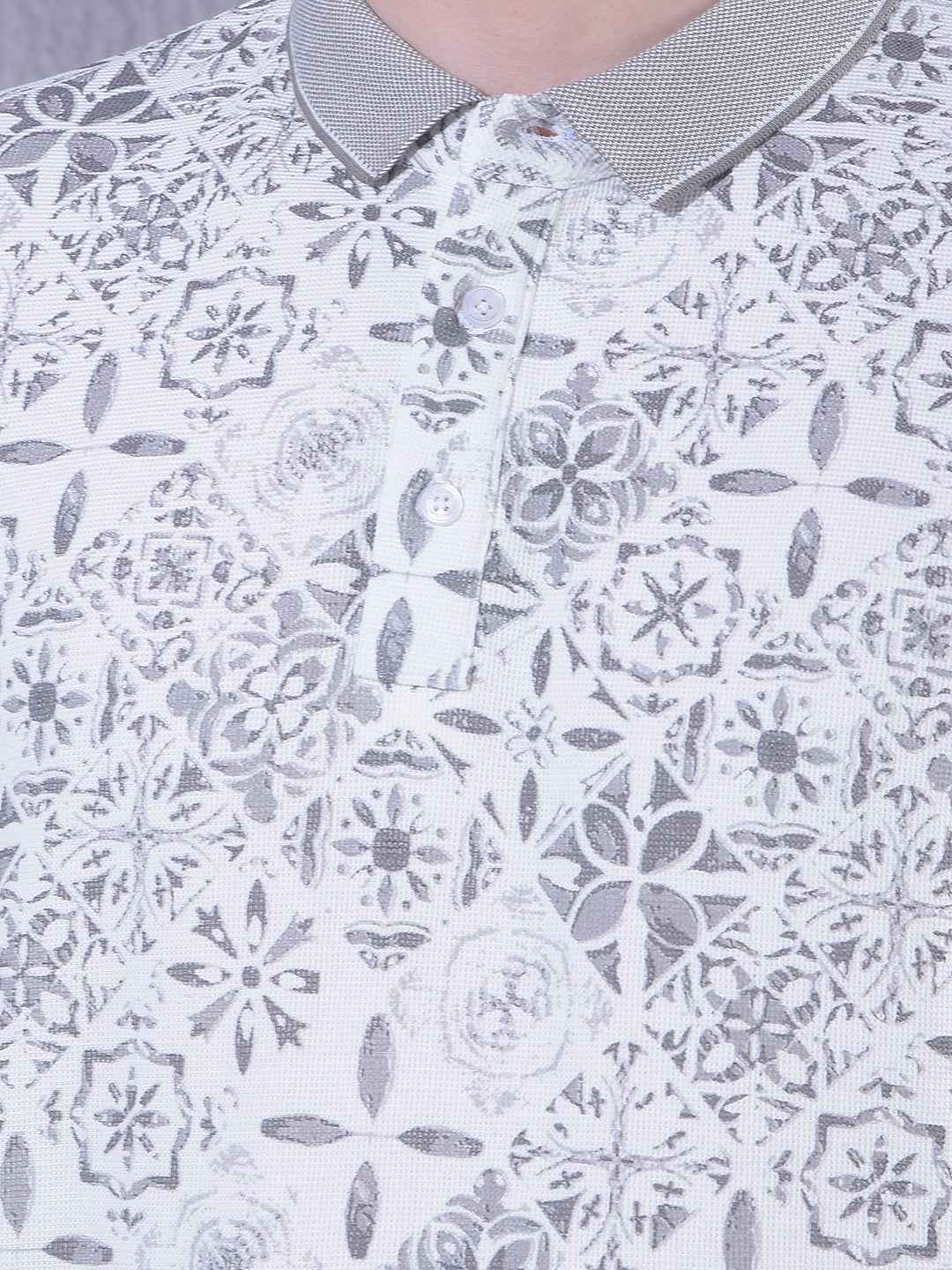 Grey Printed 100% Cotton T-Shirt