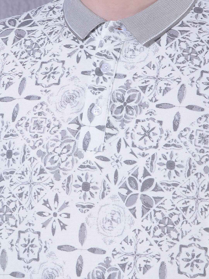 Grey Printed 100% Cotton T-Shirt