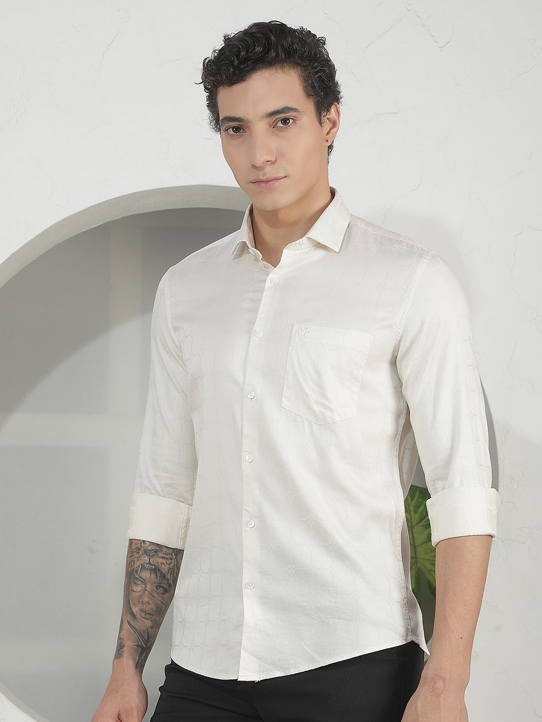 Signature Dune Beige Jacquard Shirt