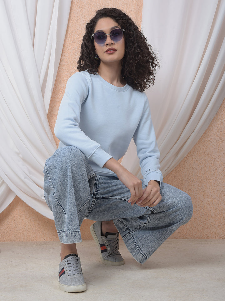 Blue Printed Cotton-Blend Sweatshirt