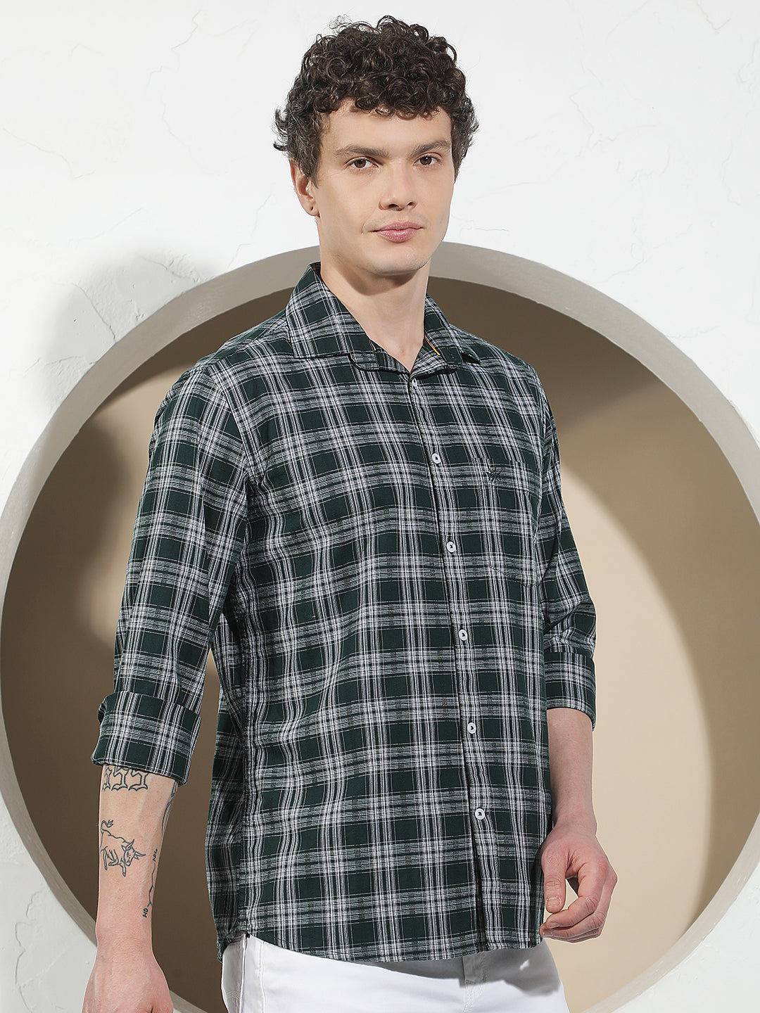 Green Checked 100% Cotton Shirt