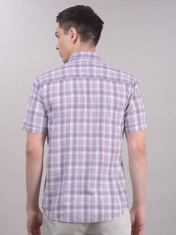Purple Checked 100% Cotton Shirt