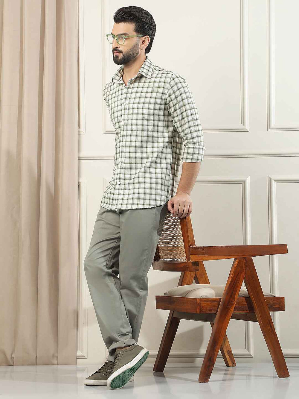 Sage Green Printed Trousers