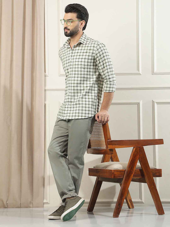 Sage Green Printed Trousers