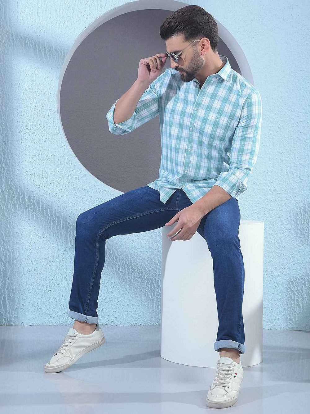 Green Checked 100% Cotton Shirt