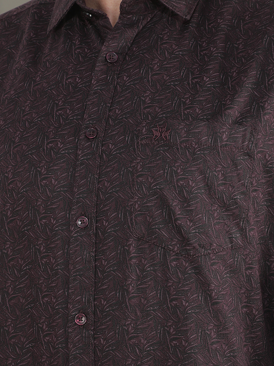 Brown Botanical Print Shirt