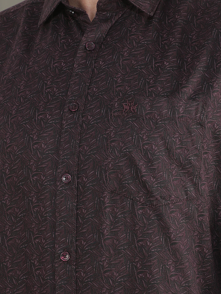 Brown Botanical Print Shirt