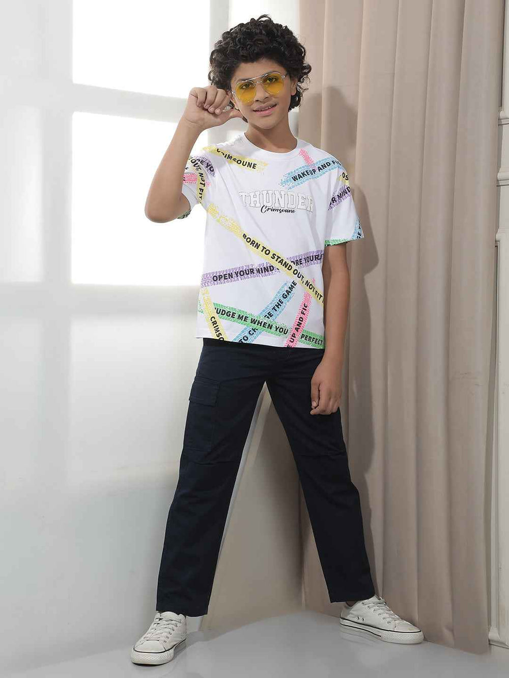 White Typographic Printed T-Shirt