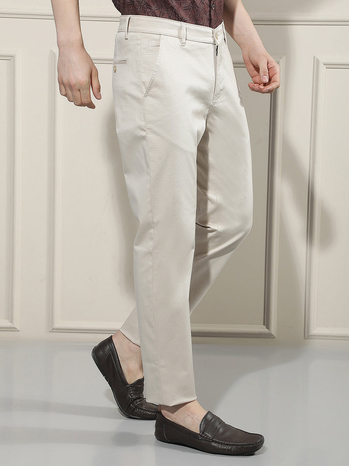 Beige Dobby Trousers