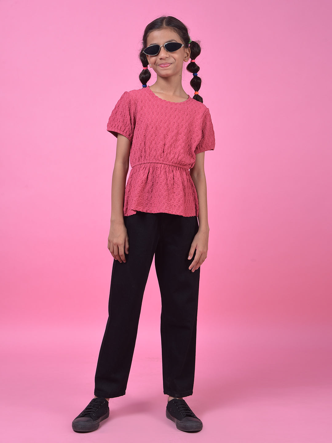 Pink Printed Peplum Top