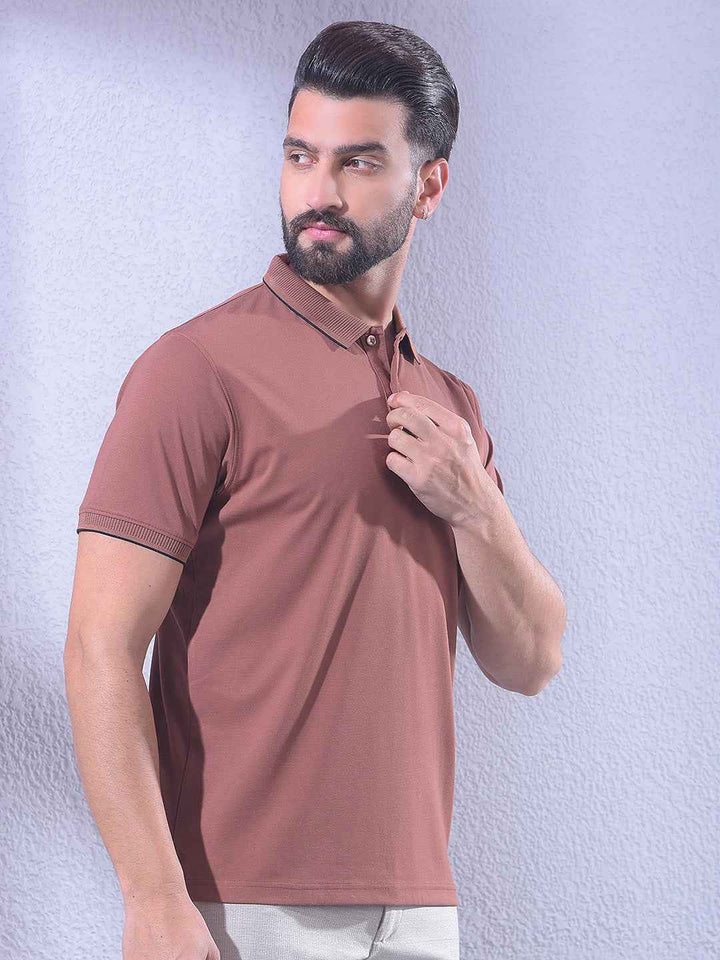Brown Polo Neck T-Shirt