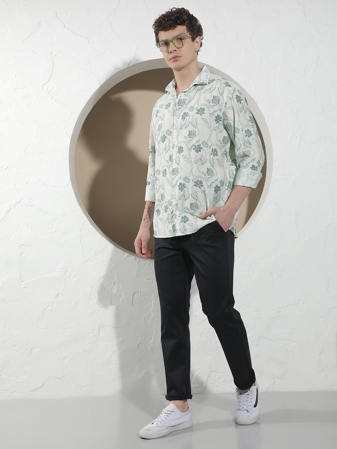 Blue Floral Print Shirt