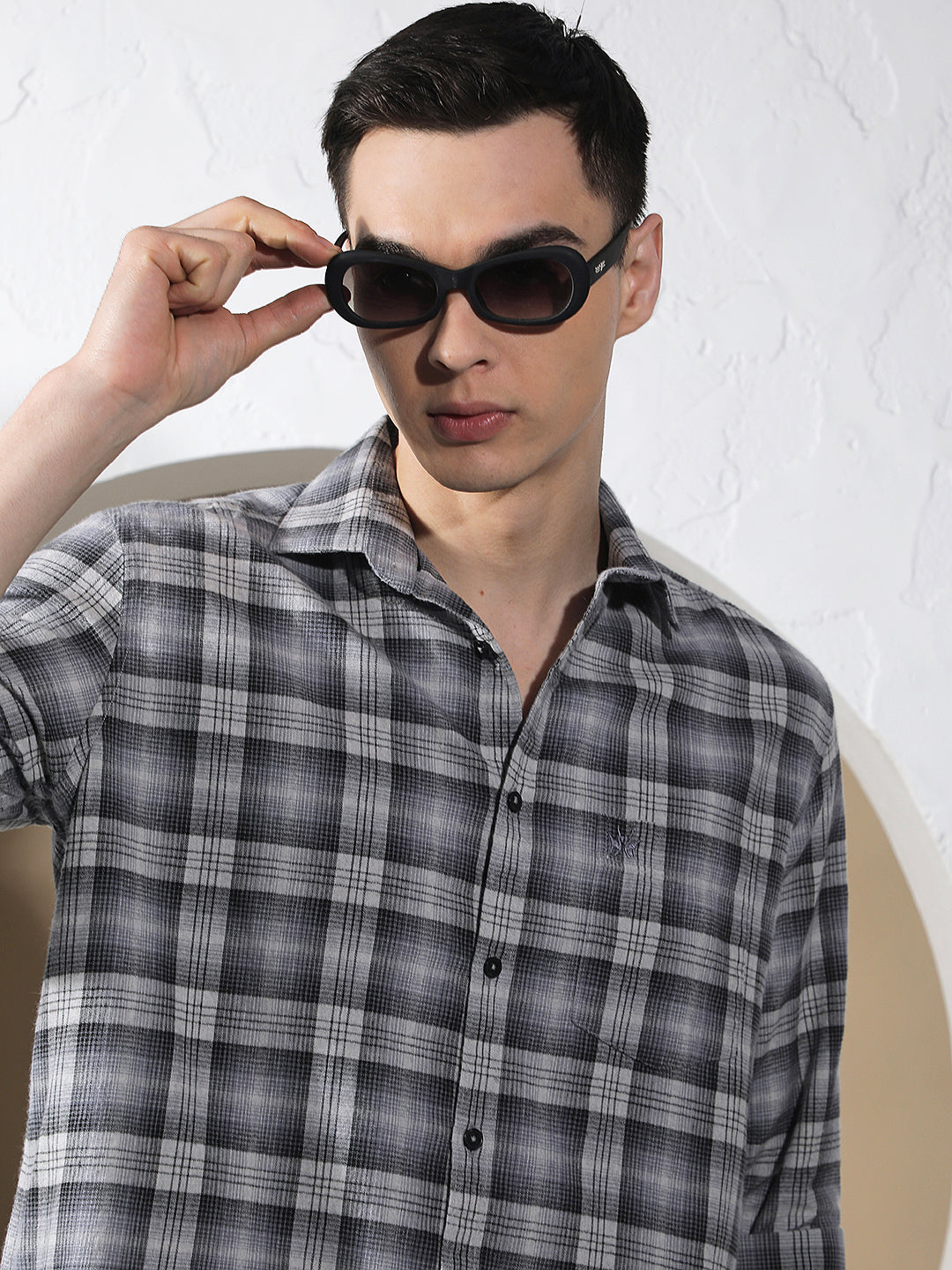 Grey Checked 100% Cotton Shirt