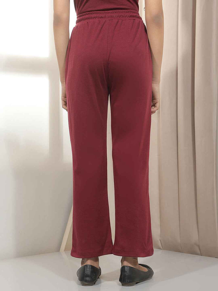 Maroon Embroidery Trackpants