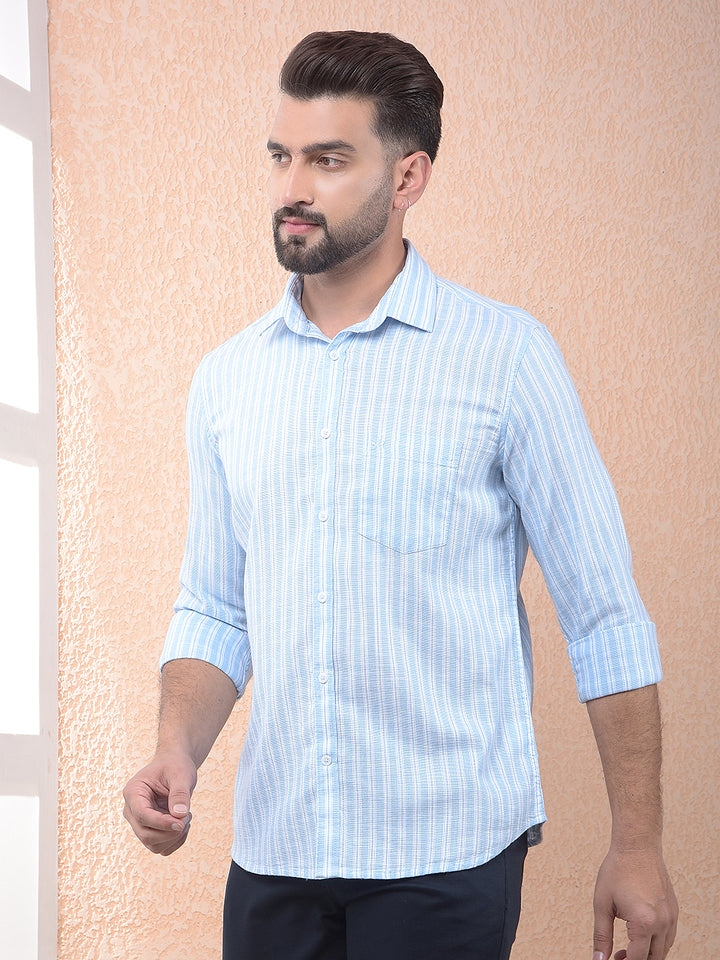 Blue Vertical Stripes 100% Cotton Shirt